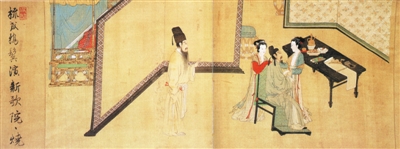 图为明代仇英的风俗人物画。
