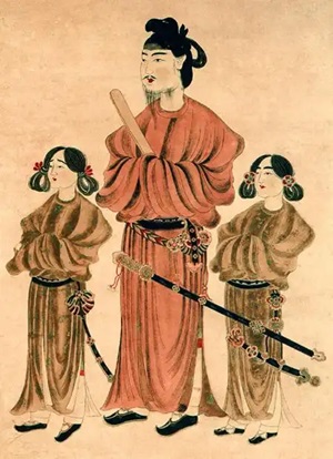 日本画家绘制的《圣德太子像》（局部）